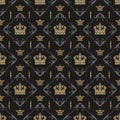 Dark background pattern. Background image in royal style. Seamless patten, wallpaper texture.